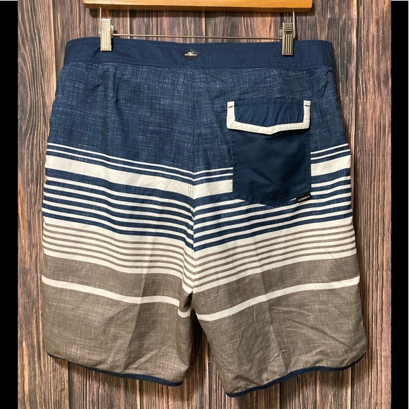 ONEILL Board Swim Surf Trunks - Blue/White/Tan Striped - Men’s Size 33 - Picture 2 of 6